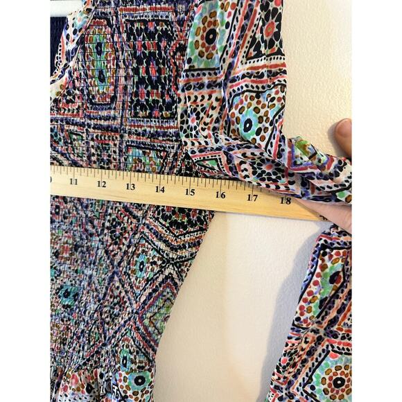 Maeve Anthropologie Smocked V-Neck Floral Tiled Long Sleeve Boho Dress Size XS - Picture 8 of 9